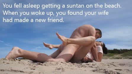 Every weekend we visit the beach 🏖 and somehow a hunk stranger manages to get inside my wife's slutty pussy everytime 🤷🏻‍♂️😈 : video clip