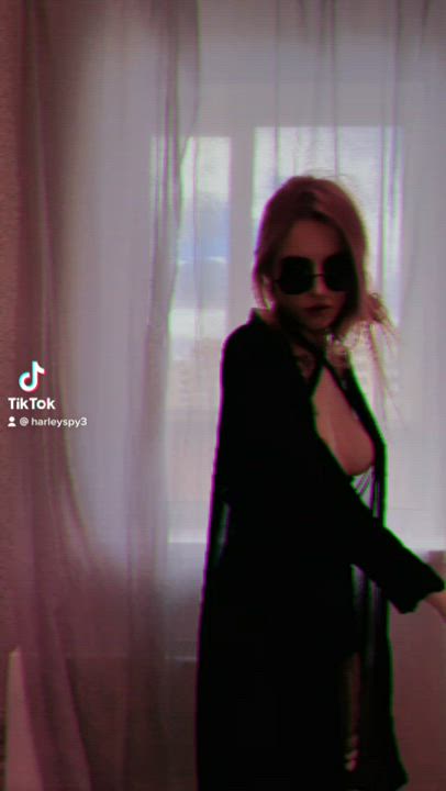 playful redhead dancing for you topless : video clip