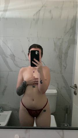 I wanna know what's the first word you think of when you see my small tits : video clip
