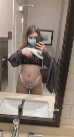 Sneak me into the bathroom when we’re out together and fill me with cum 🙈 : video clip