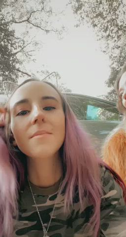 Just ducking behind a random car to expose ourselves nbd [gif] : video clip