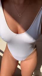 I'm removing my swimsuit in just a second! : video clip