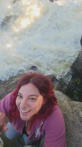 Making love to his cock by this wicked waterfall : video clip