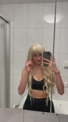 got a little horny in the gym after the workout.. had to show you my big tits 😌 : video clip