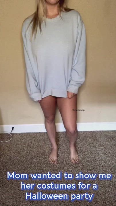 Helping My Busty Blonde Mom Pick Halloween Costumes : video clip