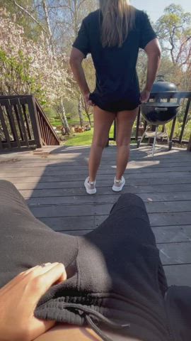 We got fiesty on the back porch knowing that the neighbors windows can see us 🙈 [gif] : video clip