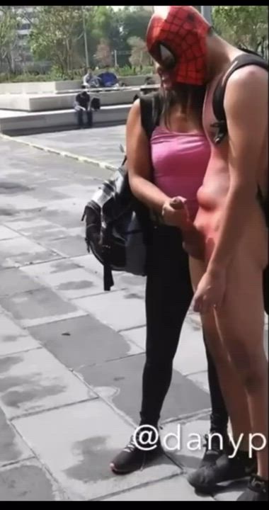 Spidey shoots his web in public. : video clip
