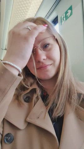 I, on this train, very intimately and very personally tease my pussy because I'm a little horny. [GIF] : video clip