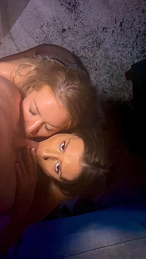 My friend caught me sucking my husbands cock so I let her help! : video clip