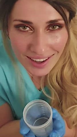 Hot nurse taking a sperm sample gets a big surprise : video clip