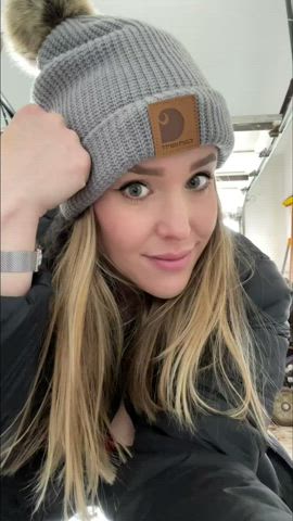 Freezing in the garage…but these tits are HOT. : video clip