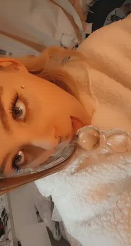 Glass dildos are fun to suck : video clip