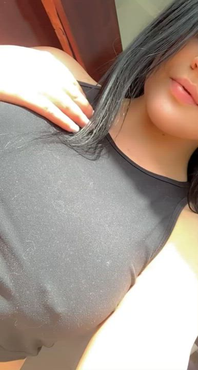Do you want to squeeze them while I bounce on your cock? : video clip