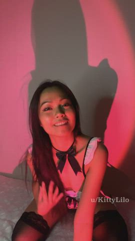 Does the red light on my small Asian body get you in the mood..? 😈 : video clip