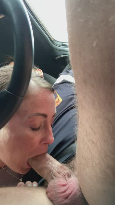 Think you could keep the wheel straight with my saliva running down your cock? : video clip