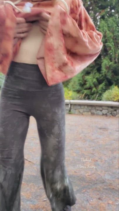 Oops someone saw me flash my little titties at the park so I ran away😅🙈 [GIF] [OC] : video clip