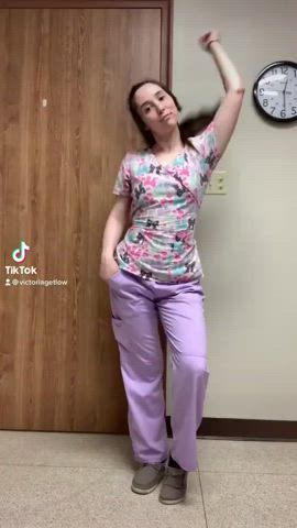 Changing from nurse uniform to nude and ride a dildo : video clip