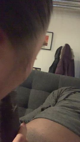 Kneel and watch your Gf worship my Fat Cock : video clip