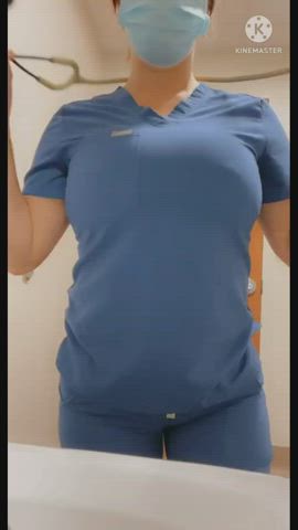 These scrubs are so tight around my tits. Had to give them a break - CookieDoeMILFshake : video clip