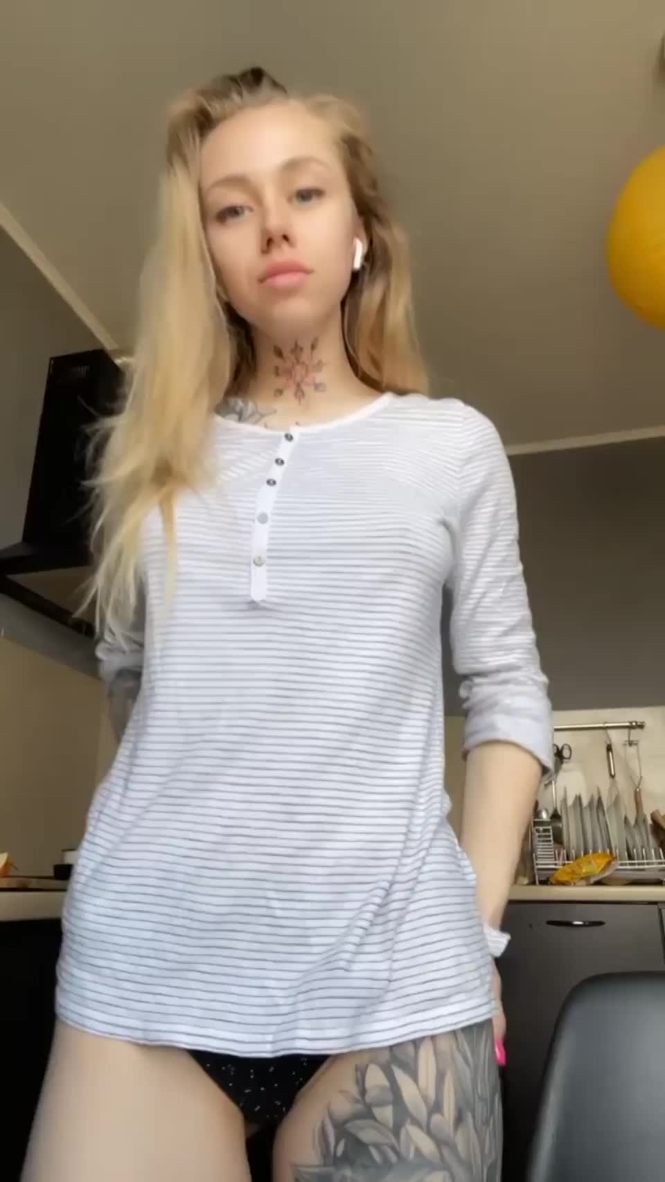 Slim blonde likes to play with her boobs...have some fun😉 : video clip