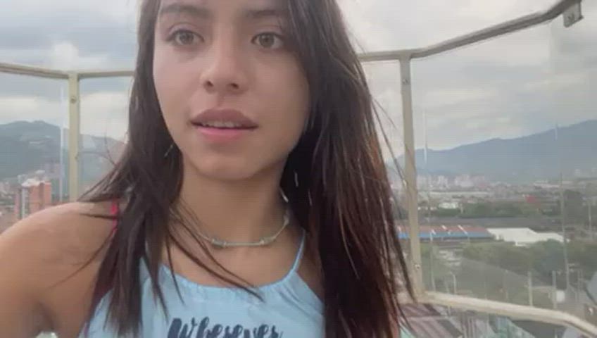 I love flashing my young boobies in public : video clip