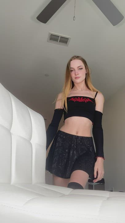 I have a surprise for you hiding underneath my skirt. Can you guess what it is? : video clip