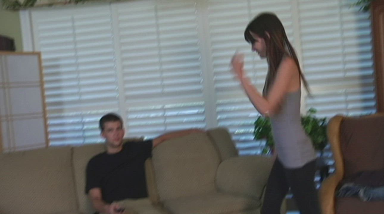 Kaci gives big dick step-brother a handjob : video clip