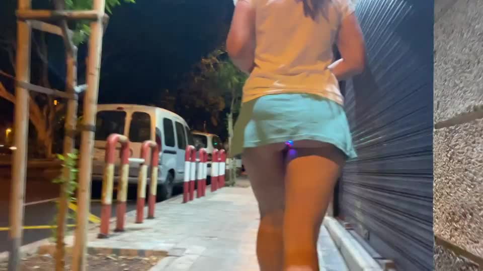 Daring evening walk with my plug, love it [GIF] : video clip
