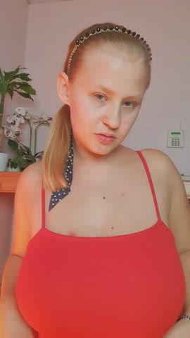 And who would have expected K-size (European size) boobs to fall out from under this blouse. Heh : video clip