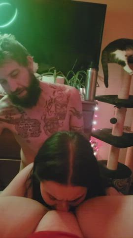 fucking our friend into my queens pussy... of course I had to taste aswell : video clip