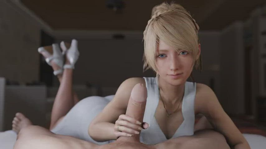 Lunafreya giving a handy (LazyProcrastinator, Evilaudio) [Final Fantasy] : video clip