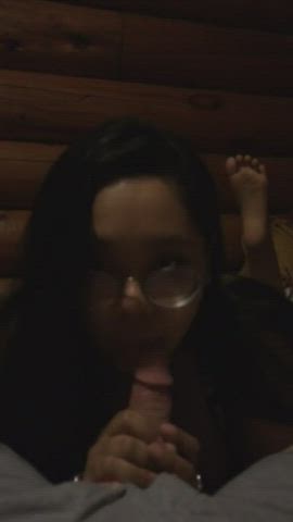 Asian Girlfriend Gives Sloppy Blowjob : video clip