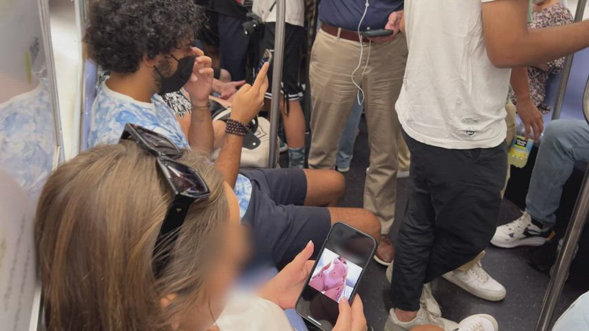 Looking through some of my nudes on the subway on my way home [GIF] : video clip