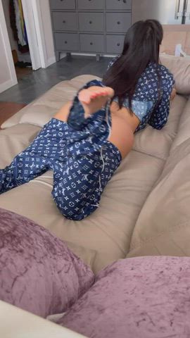 Casually stretching and you walk in : video clip