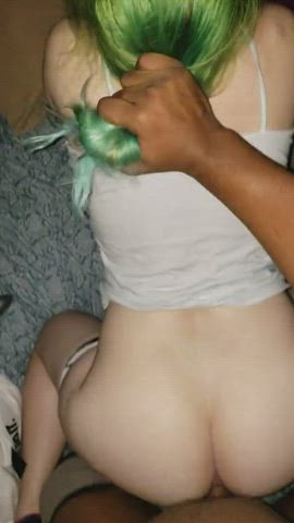 Pawg with green hair gets slammed by BBC : video clip