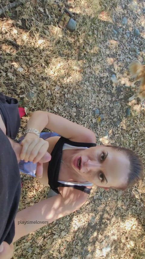I jerked him off on the Trail to make him cum in my mouth : video clip