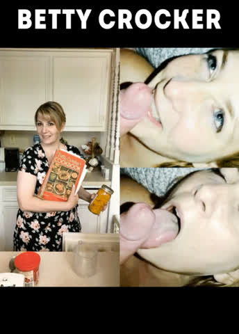 Betty Crocker licks cum right off of his cock! : video clip