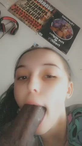 Blonde girl sucking a big black cock Anyone knows her? : video clip