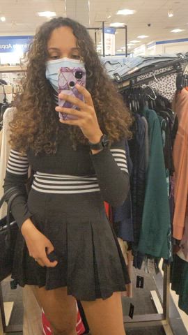I like showing off my favorite panties in the mall : video clip