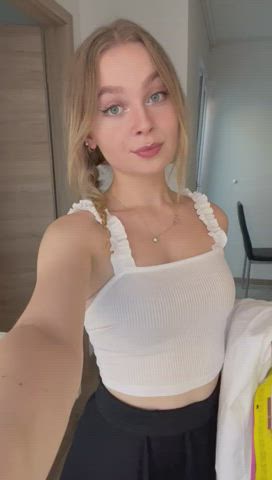 Would you like to undress my school skirt or keep it on : video clip