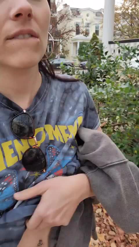 Strutting down the street with my tits out [GIF] : video clip