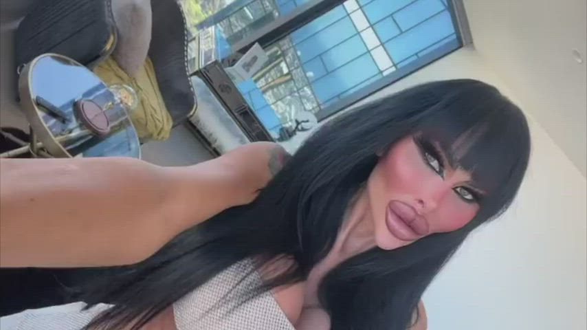extreme lip filler and cheek bones. : video clip