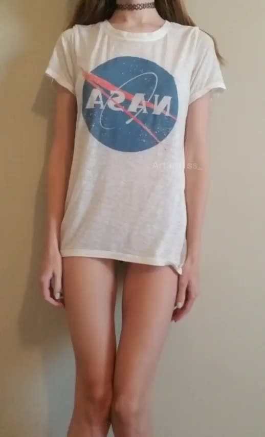 Do you like the petite surprises under my big t-shirt? : video clip