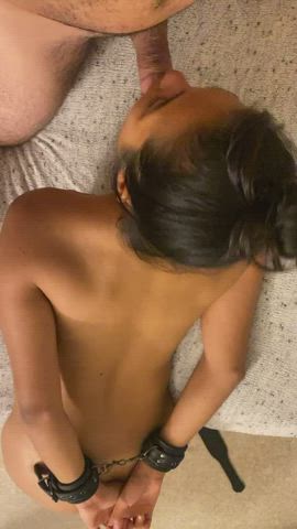Even with my hands tied I can still manage to get my mouth around a hard cock : video clip