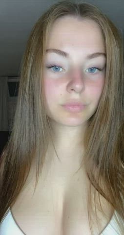 imagine how your cock would fit in between my natural tits : video clip