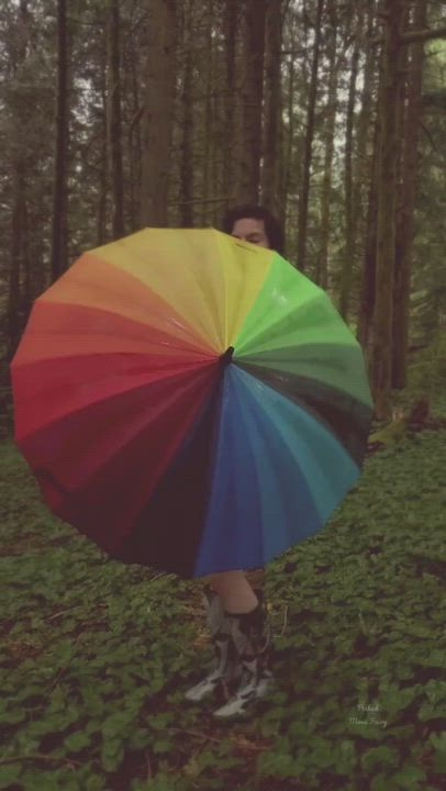 Nymph-O frolicking in the forest in the rain!🧚‍♀️💦 : video clip
