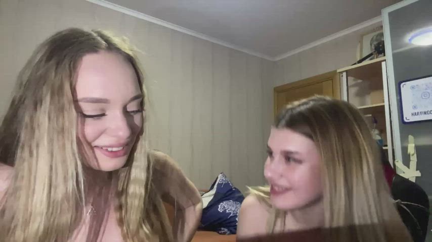 Two embarrassed girls flashing hot tits : video clip