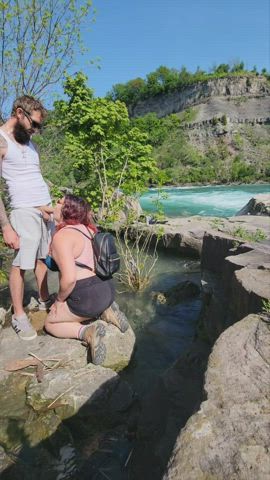 across the river is America , we had some friendly spectators : video clip