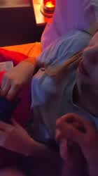 I was watching TV but he wanted a blowjob...so he ends up putting his cum on my lips 🤤🤤 : video clip