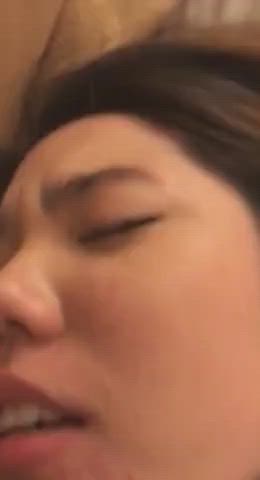 She's literally holding the moan from the pleasure [GIF] (with sound) : video clip